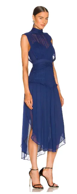 Shona Joy Safira Blue Pleated Chiffon Dress Blue Size 12 for rent on The Volte - image 2