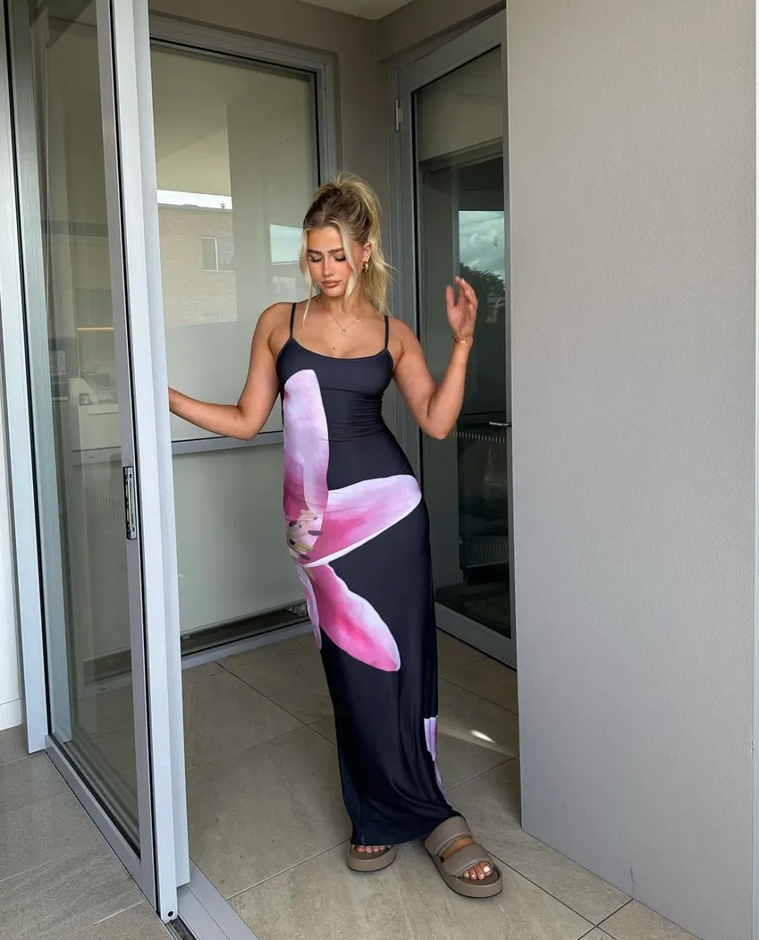 With Harper Lu Lily Floral Slip Dress Black Size S/AU 8 for rent on The Volte - main image