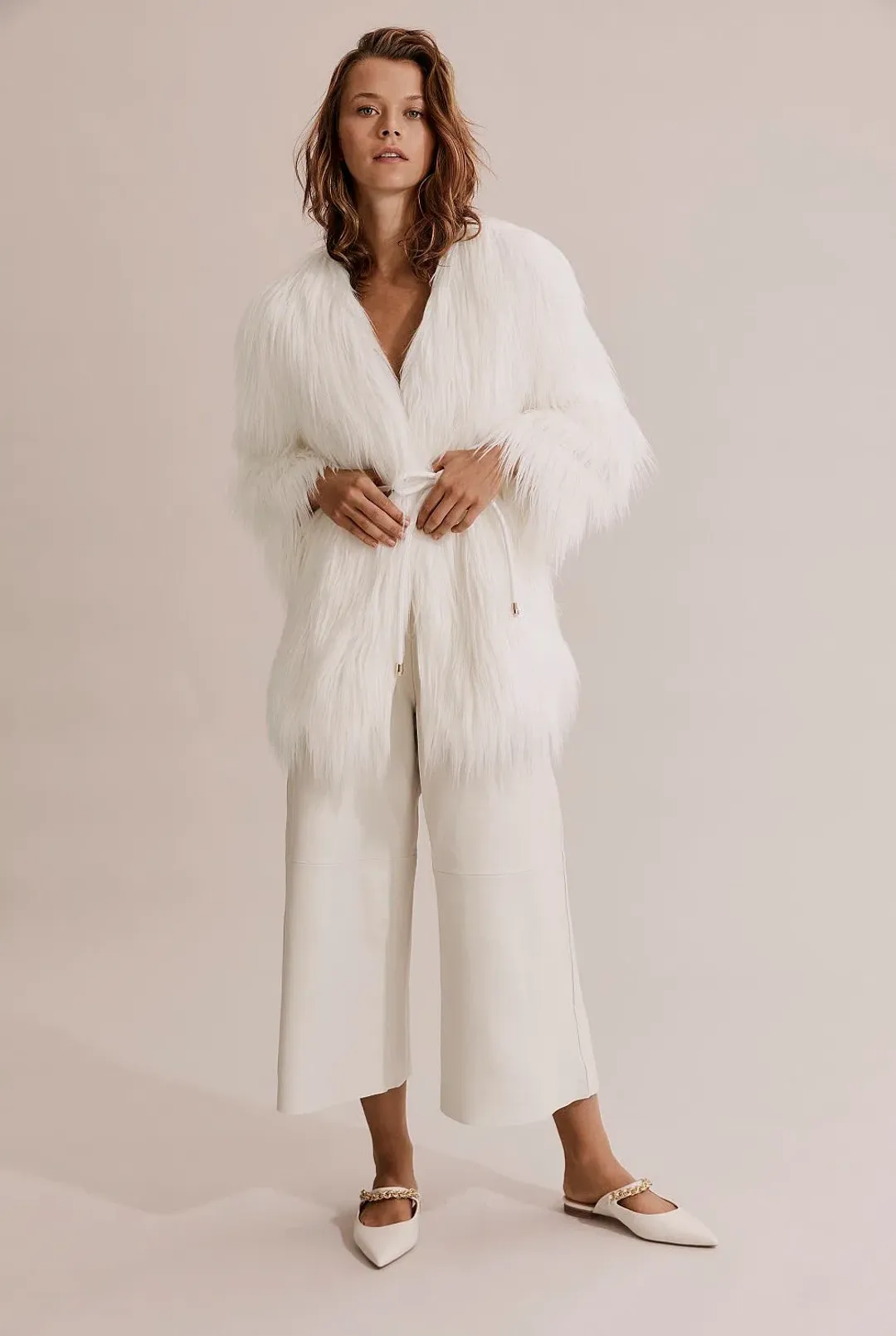 Country Road Luxurious White Leather Culotte Pants Size AU 10 for rent on The Volte - main image