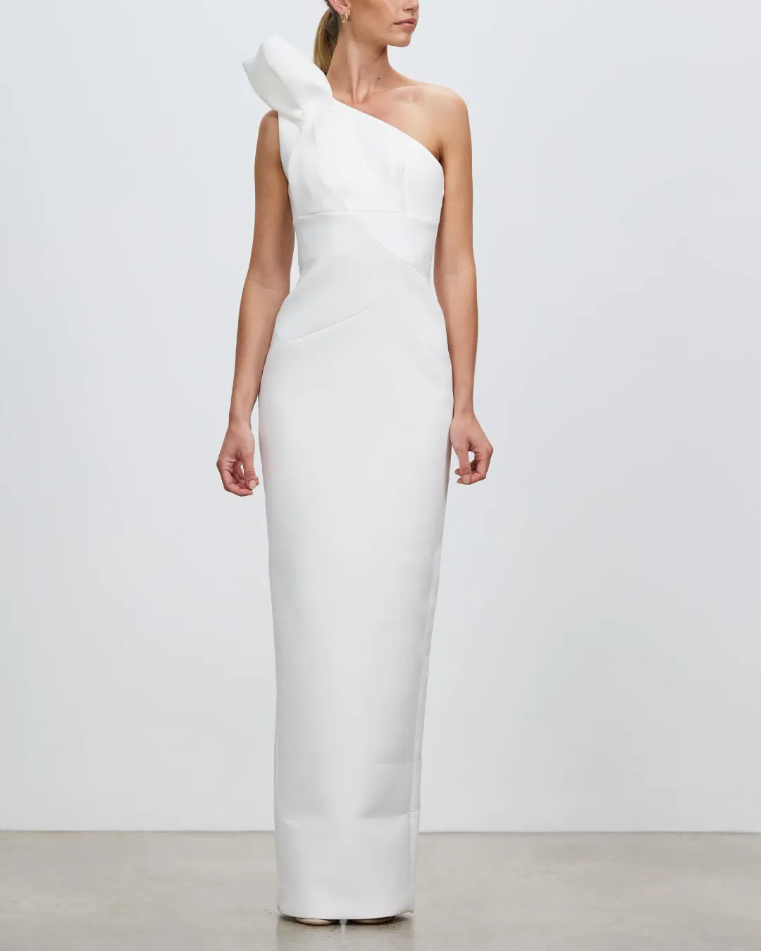 Rachel Gilbert Miche One-Shoulder Maxi Gown White Size 2/AU 10 for rent on The Volte - main image