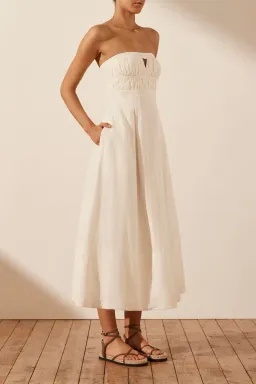 Shona Joy Akua Strapless Bustier Midi Dress Coconut Size 12 for rent on The Volte - image 3