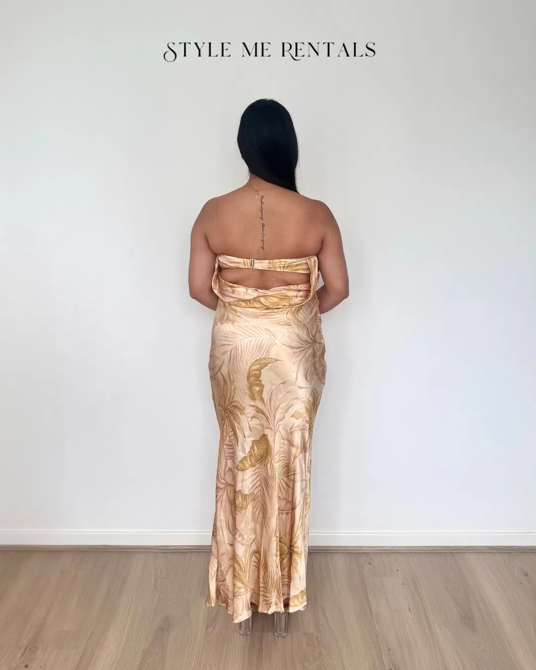 Bec and Bridge Dust Palms Strapless Maxi Dress Dust Palms Print Size 10 for rent on The Volte - main image