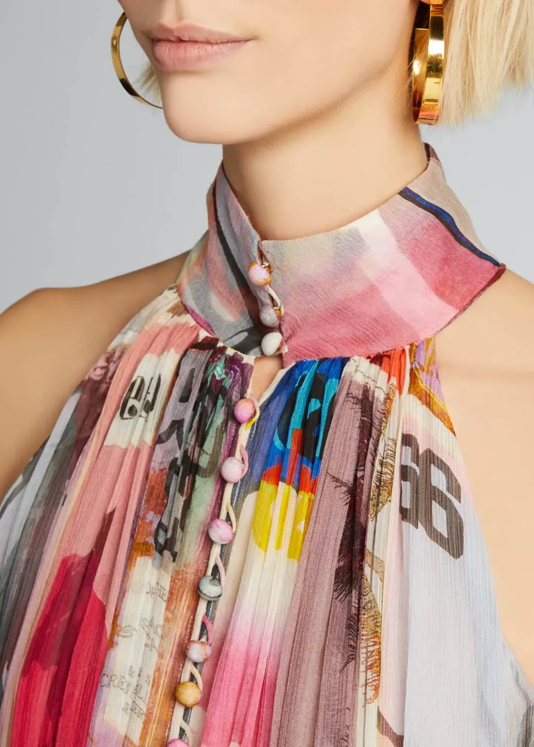 Zimmermann Wavelength High Collar Mini Dress Multi Size 0 / AU 8 for rent on The Volte - main image