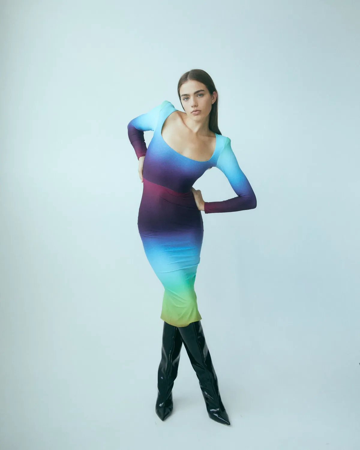 Alex Perry Toryn Ombré Stretch Jersey Midi Dress Gradient Size 8 for rent on The Volte - main image