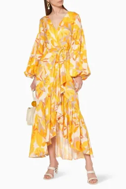 Acler Gallion Midi Dress Yellow Orange Size 10 for rent on The Volte - image 2