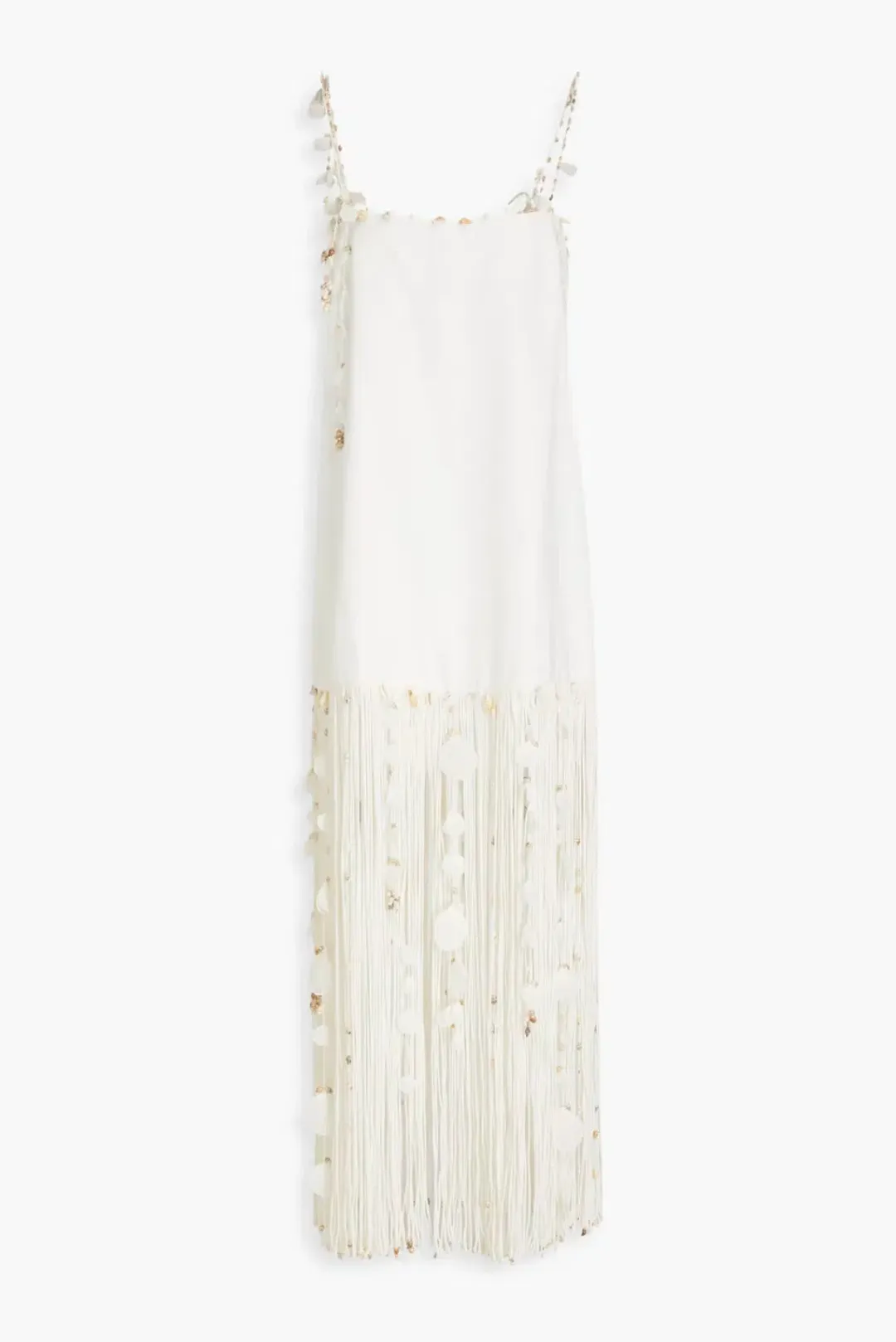 Zimmermann Postcard Fringed Embellished Linen Maxi Dress Ivory Size 0P / Au 6P for rent on The Volte - main image