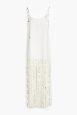 Zimmermann Postcard Fringed Embellished Linen Maxi Dress Ivory Size 0P / Au 6P for rent on The Volte - image 9