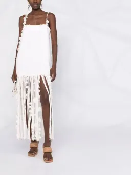 Zimmermann Postcard Fringed Embellished Linen Maxi Dress Ivory Size 0P / Au 6P for rent on The Volte - image 4