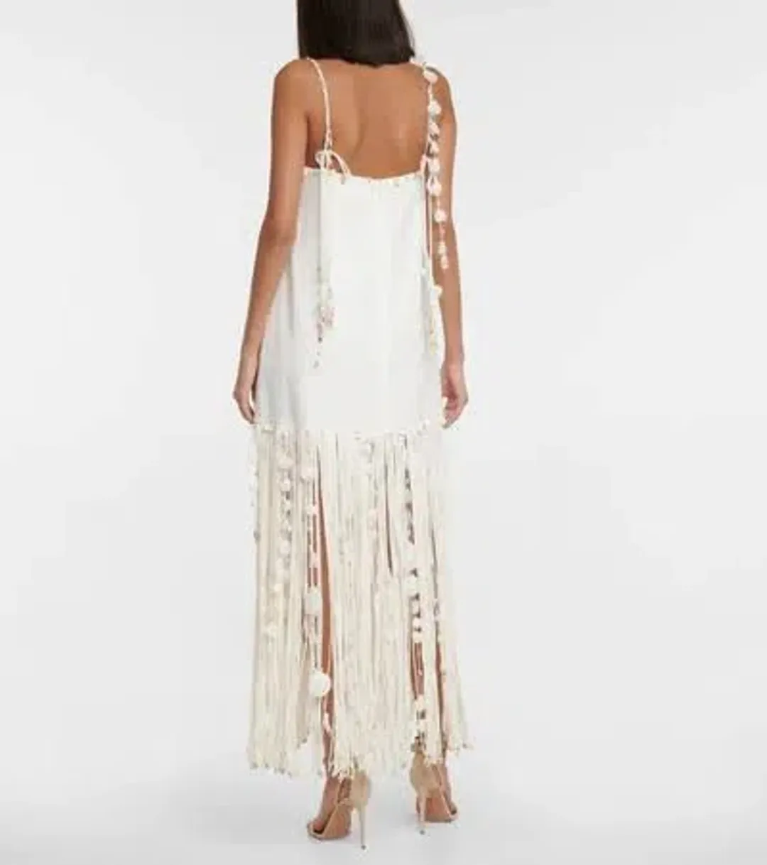 Zimmermann Postcard Fringed Embellished Linen Maxi Dress Ivory Size 0P / Au 6P for rent on The Volte - main image