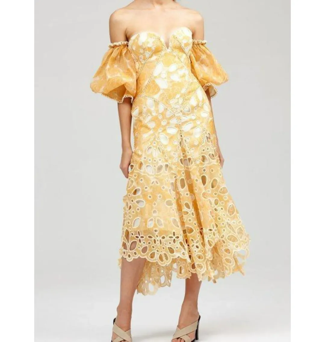 Acler Holland Midi Dress Lemon Size AU 10 for rent on The Volte - main image