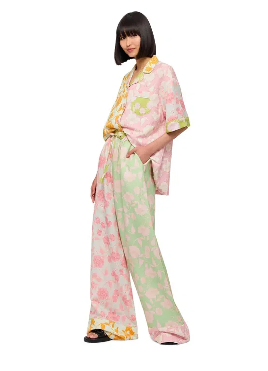 Leo Lin Anemone Splice Print Pants and Shirt Set Multi Size AU 16 for rent on The Volte - main image