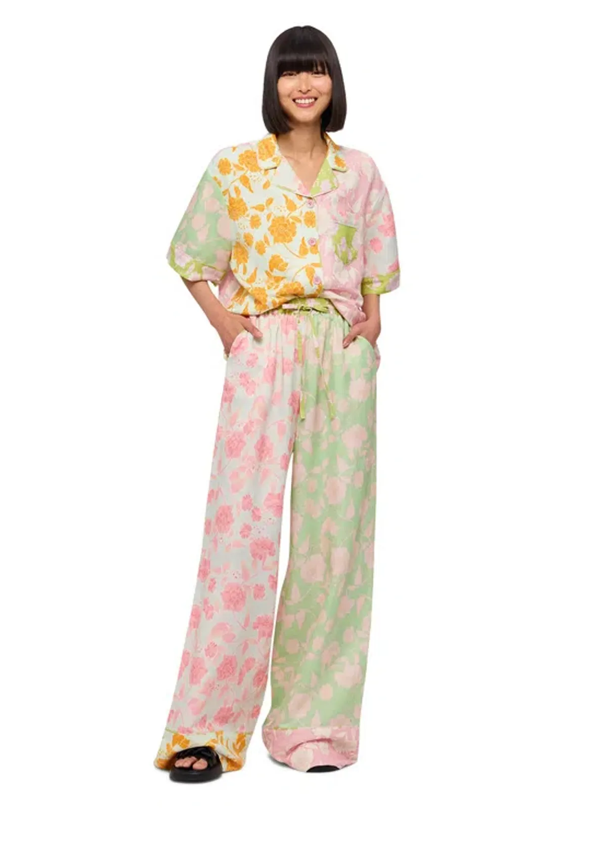 Leo Lin Anemone Splice Print Pants and Shirt Set Multi Size AU 16 for rent on The Volte - main image