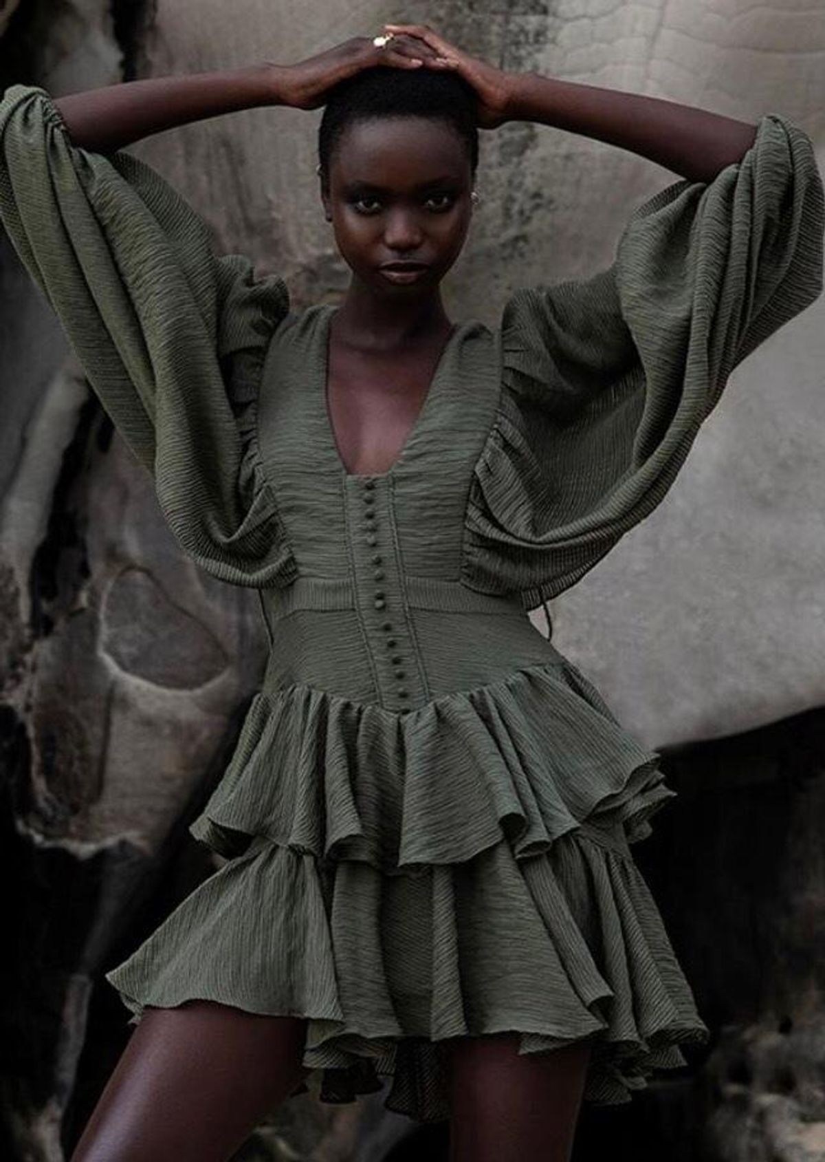 Shona Joy Charlotte draped mini green size 10 for rent on The Volte - main image