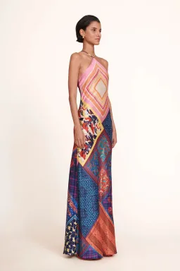 Staud Cubism Dress Patchwork Foulard Multi-colored Size AU 10 for rent on The Volte - image 2