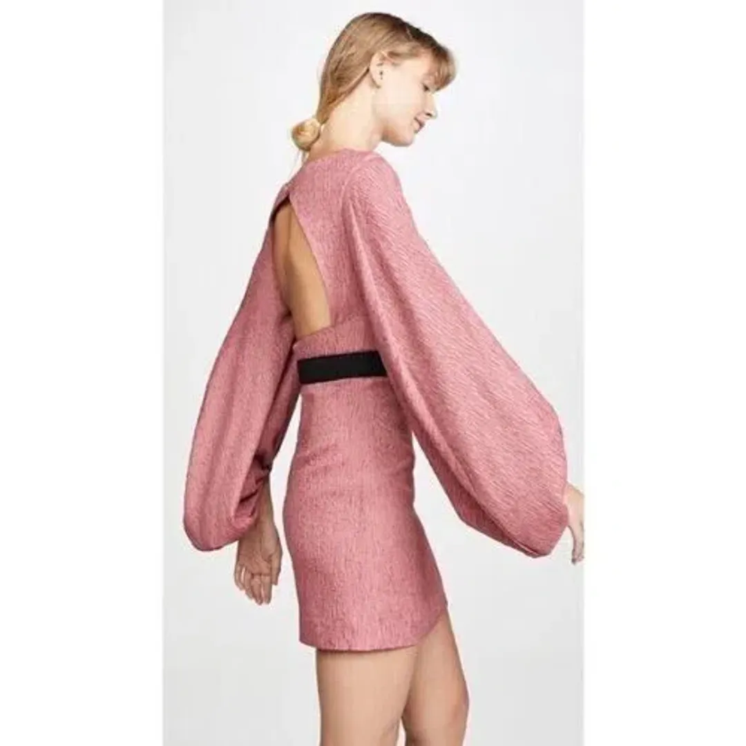 Rebecca Vallance Greta Long Sleeve Mini Dress Pink Size AU 12 for rent on The Volte - main image