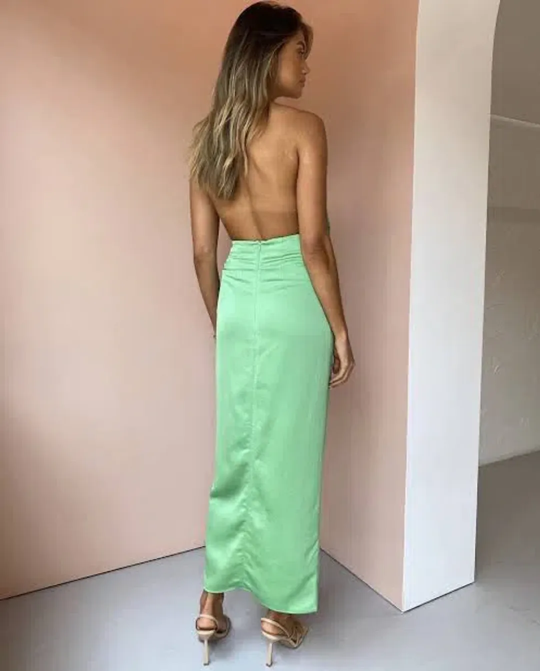 Anna Quan Midi Elyse Dress Green Apple Size AU 8  for rent on The Volte - main image