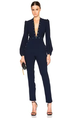 Zimmermann Esplanade Rivet Jumpsuit Navy Size 1/Au 10 for rent on The Volte - image 1