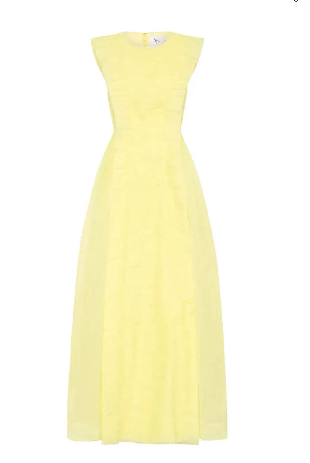 Aje Astrid Pleat Panel Midi Dress Yellow Size 8 / S for rent on The Volte - main image
