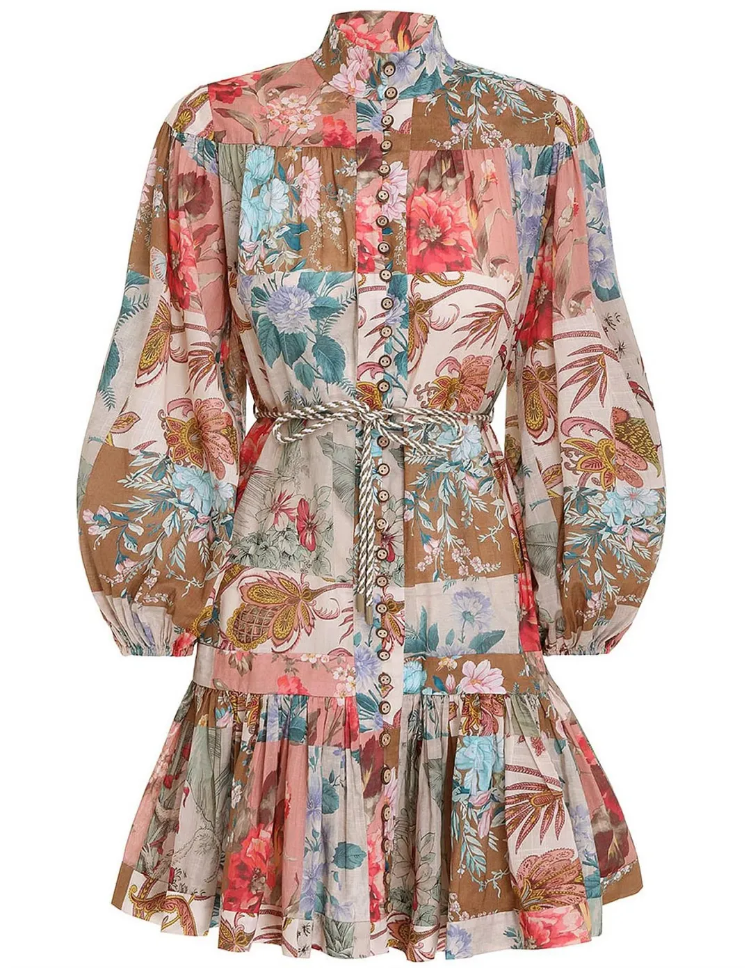 Zimmermann Cassia Drop Waist Mini Dress Floral Size 0P / AU 6P for rent on The Volte - main image