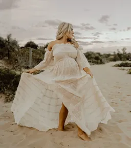 We Are Reclamation Chiffon Delight Gown Beige One Size Fits Most for rent on The Volte - image 2