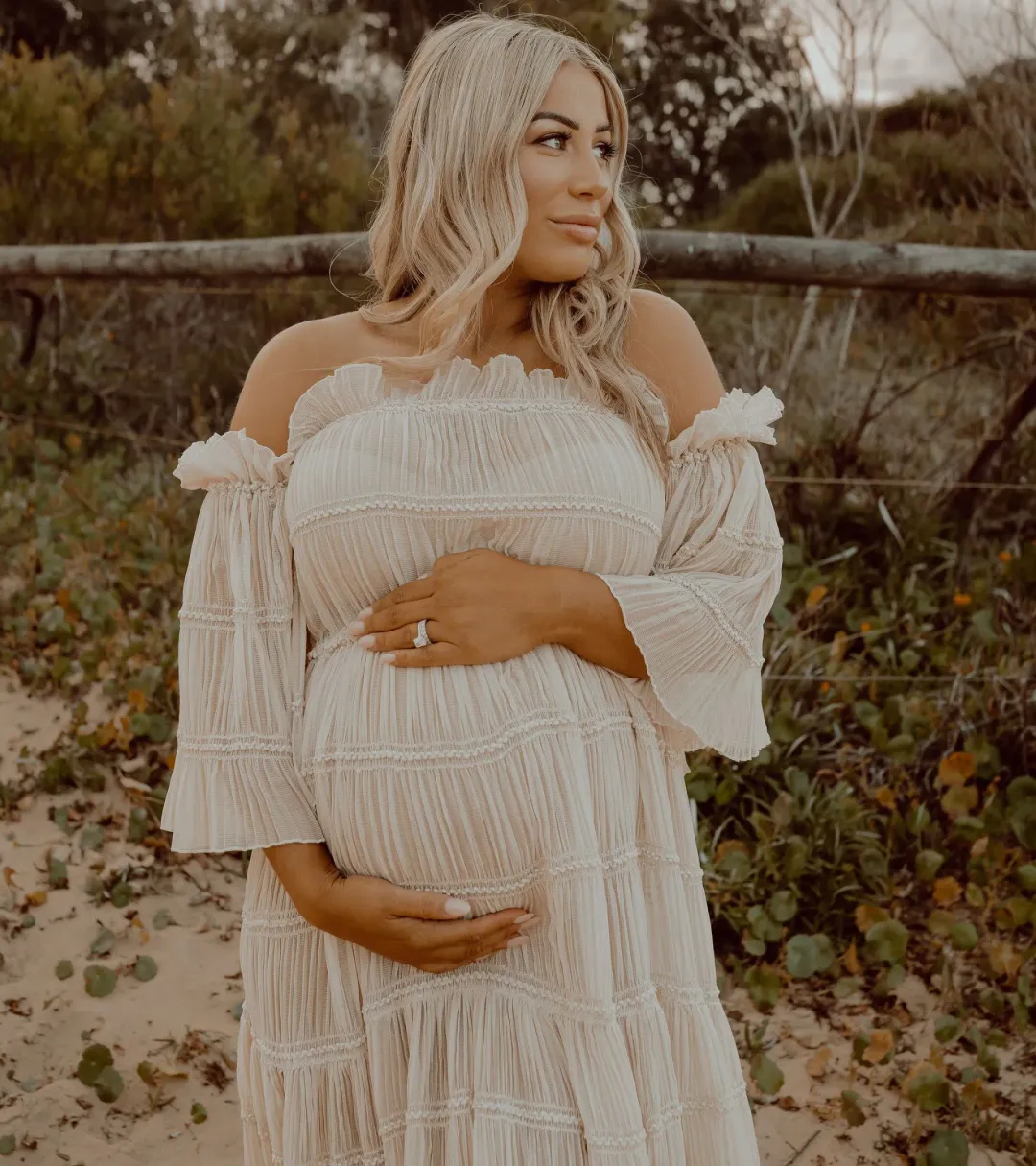 We Are Reclamation Chiffon Delight Gown Beige One Size Fits Most for rent on The Volte - main image