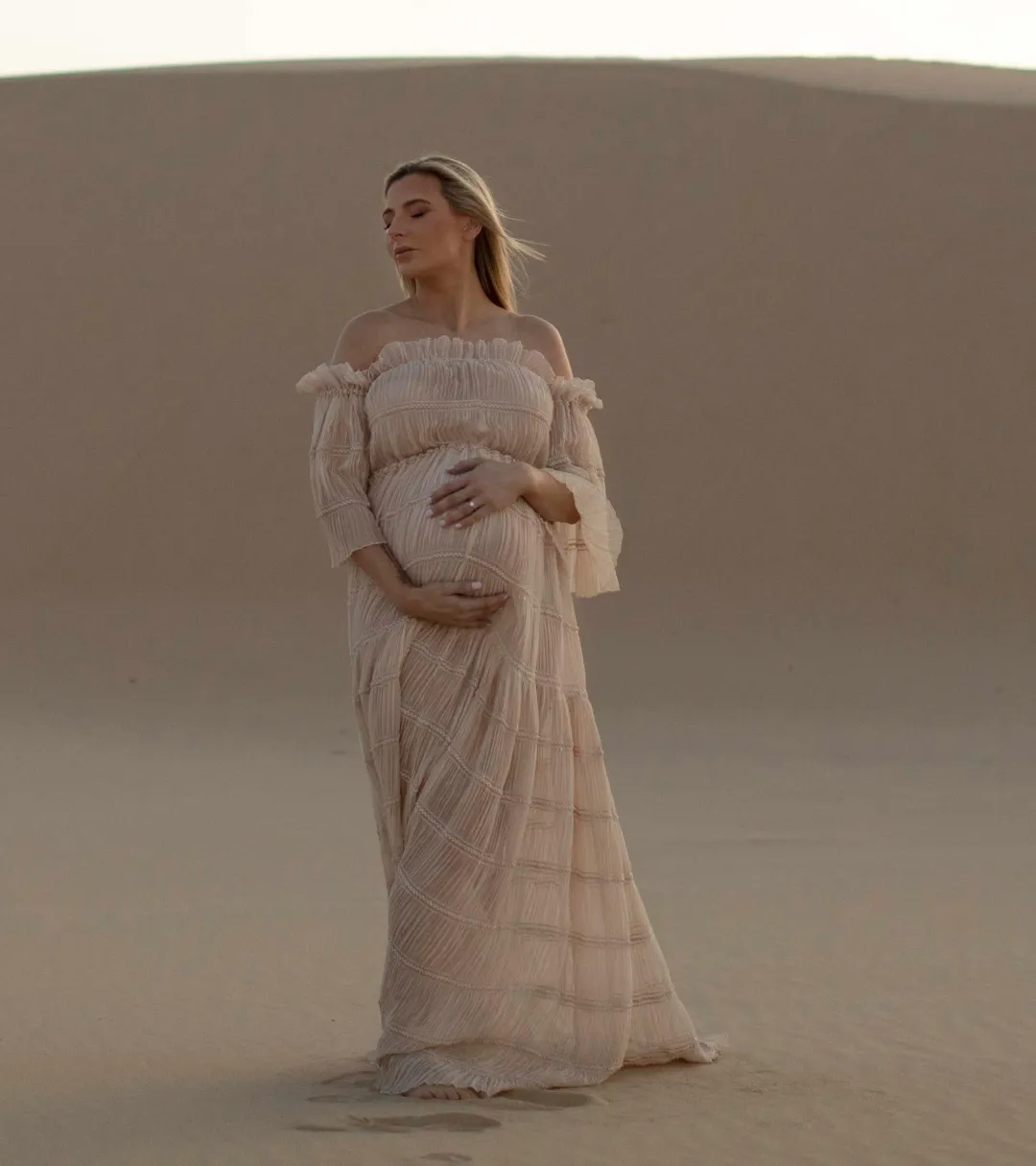 We Are Reclamation Chiffon Delight Gown Beige One Size Fits Most for rent on The Volte - main image