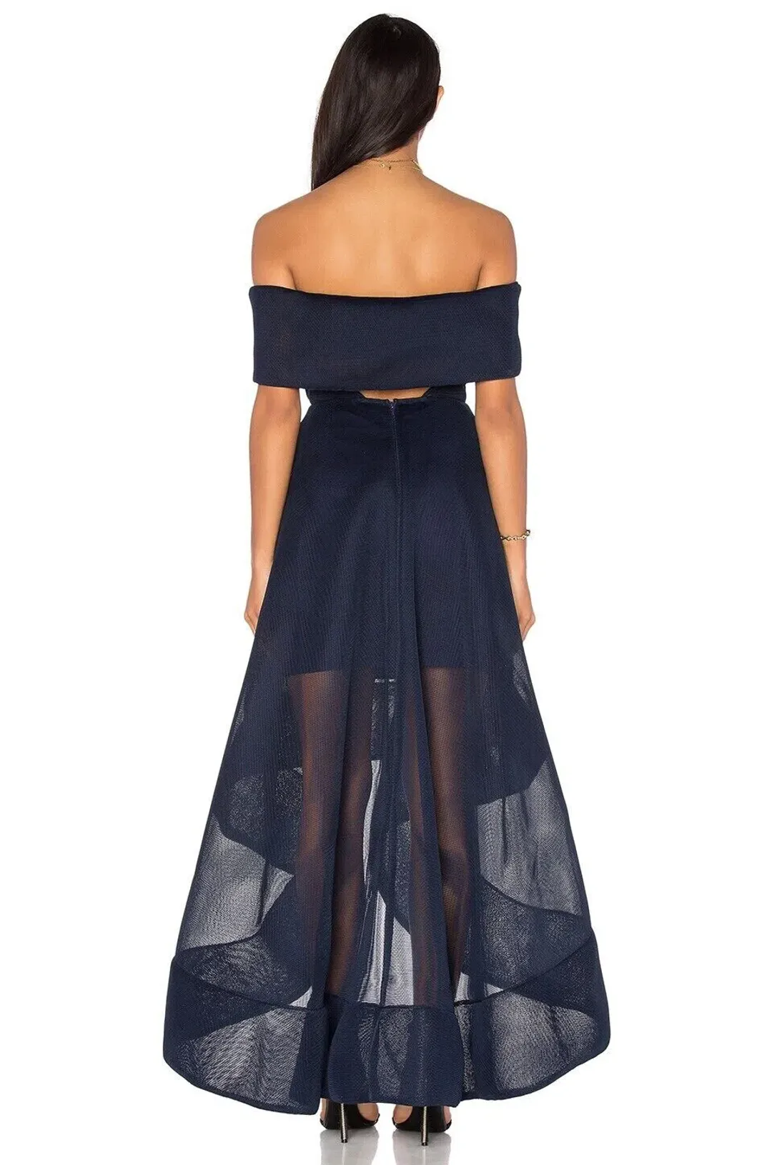 Bronx And Banco Tulip Off Shoulder Dress Navy Size 10 for rent on The Volte - main image