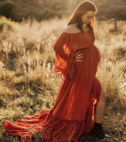 We Are Reclamation Ruffle Me Open Gown in Rust One Size Fits Most  for rent on The Volte - image 10