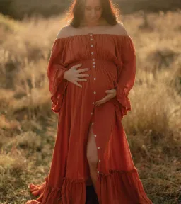 We Are Reclamation Ruffle Me Open Gown in Rust One Size Fits Most  for rent on The Volte - image 4