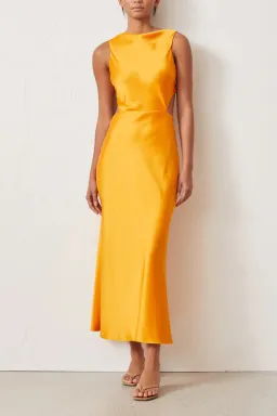 Bec & Bridge Seraphine Cut Out Midi Dress in Tangerine Orange Size 8 for rent on The Volte - image 1