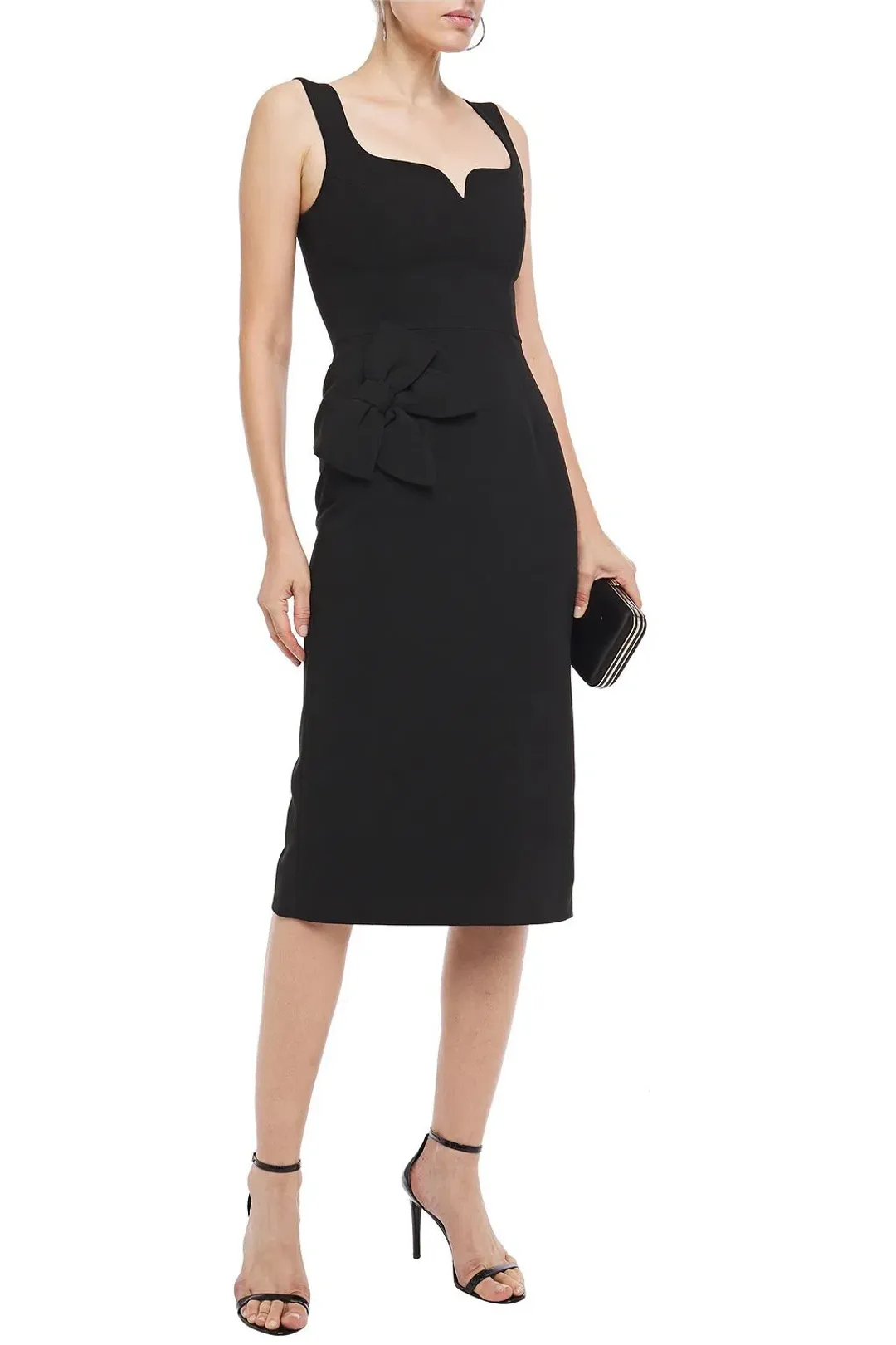 Rebecca Vallance Galerie Bow Embellished Crepe Midi Dress Black Size 6 for rent on The Volte - main image