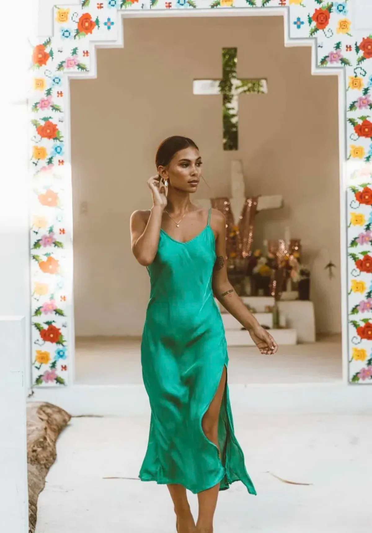 Turquoise Lane Columbia Slip Dress Green Size AU 10 for rent on The Volte - main image