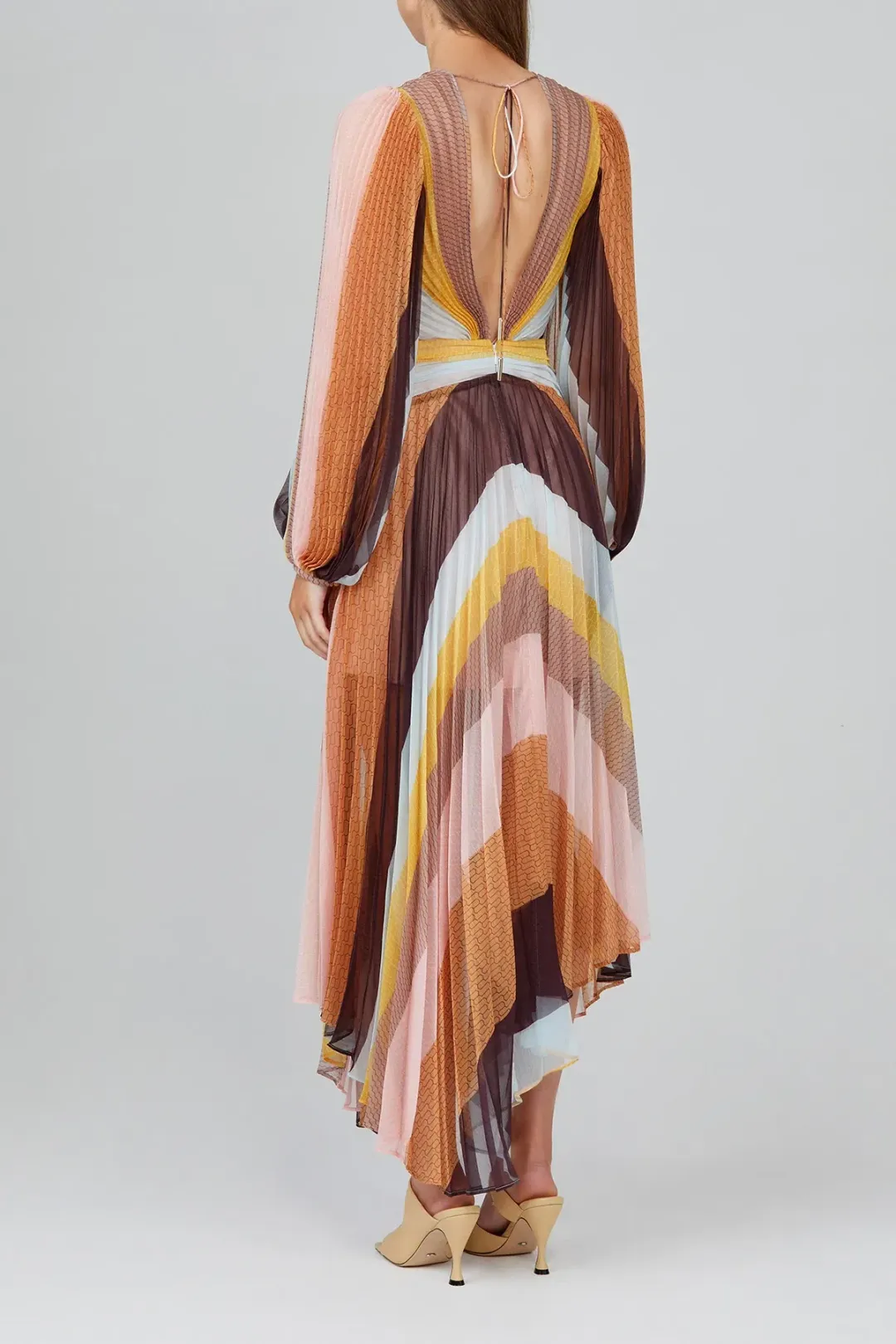 Acler Astone Midi Dress Rainbow Stripe Size 12  for rent on The Volte - main image