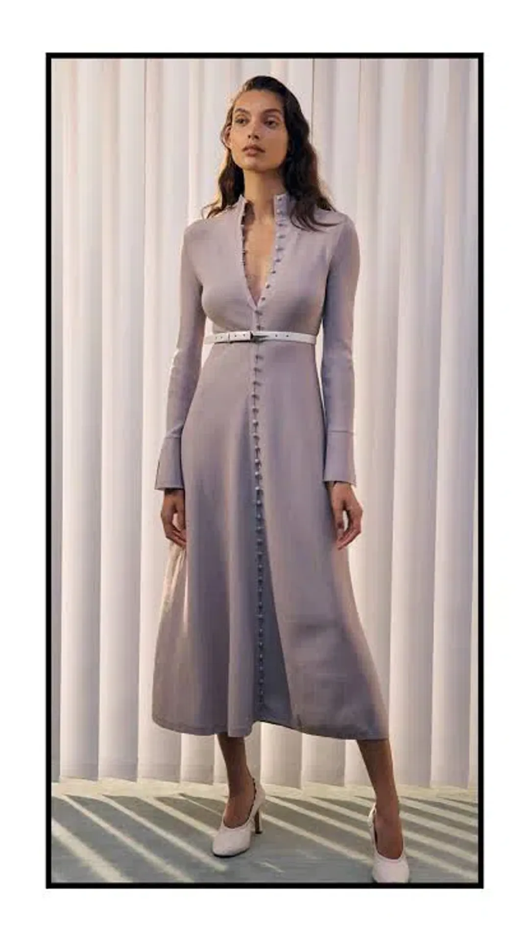 Scanlan Theodore Crepe Knit Button Polo Dress in Pale Mauve Size XS / Au 6 for rent on The Volte - main image
