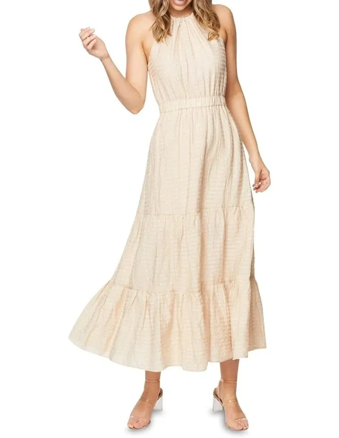 Pilgrim Aaliyah Midi Dress Sand Size 16  for rent on The Volte - main image