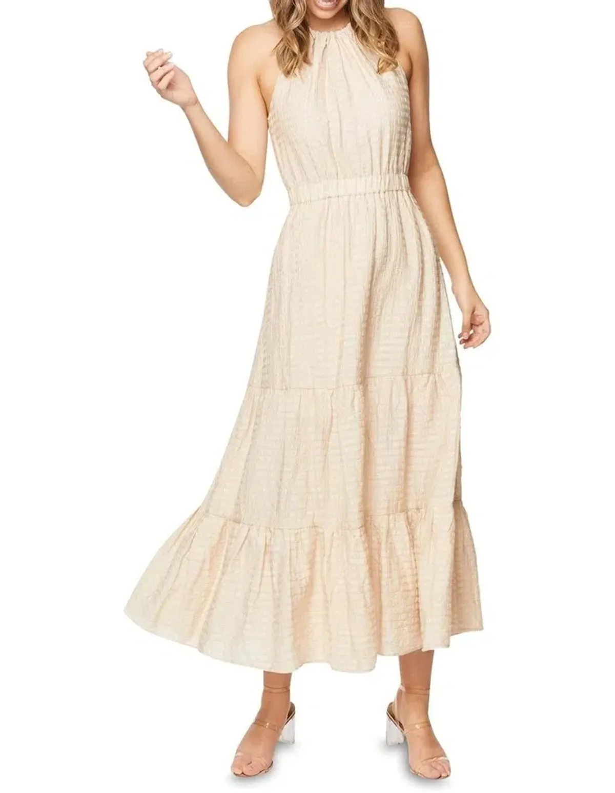 Pilgrim Aaliyah Midi Dress Sand Size 16  for rent on The Volte - main image