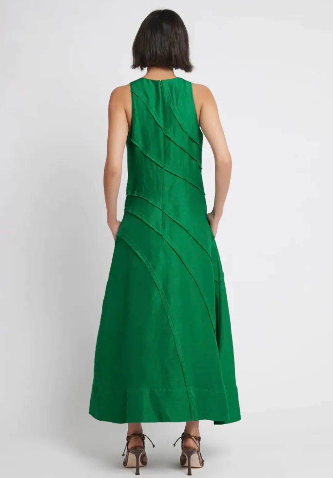Aje Faraway Midi Dress Emerald Green Size 8 for rent on The Volte - main image