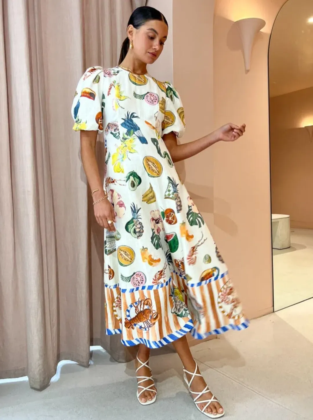 Alemais Theo Midi Dress Multi Size 10 for rent on The Volte - main image