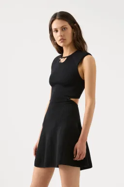 Aje Lena Cut Out Knit Mini Dress Black Size S/AU 8 for rent on The Volte - image 2