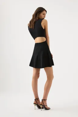 Aje Lena Cut Out Knit Mini Dress Black Size S/AU 8 for rent on The Volte - image 3