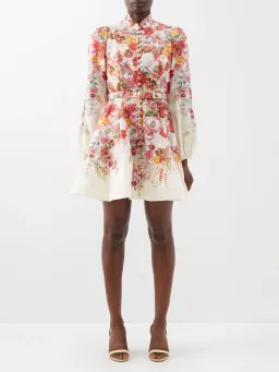 Zimmermann Wonderland Buttoned Mini Dress Floral Size 0/AU 8 for rent on The Volte - image 1