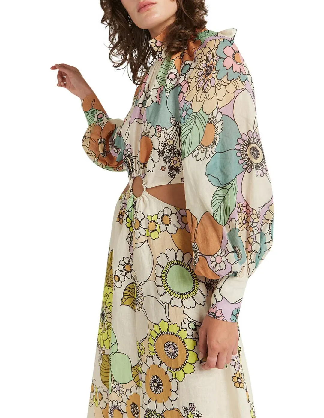 Alemais Farrah Cut Out Midi Dress Print Size 10 for rent on The Volte - main image