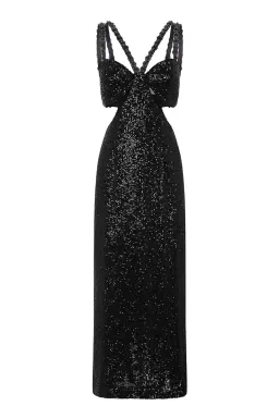 Rebecca Vallance Missing Hours Cut Out Midi Dress Black Size 4 for rent on The Volte - image 4