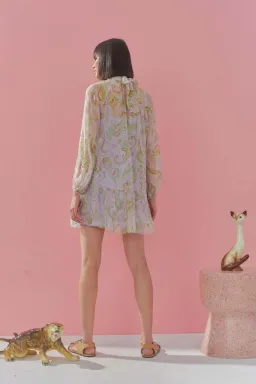 Alemais Marta Lilac Crinkle Silk Dress Print Size 6 for rent on The Volte - image 4