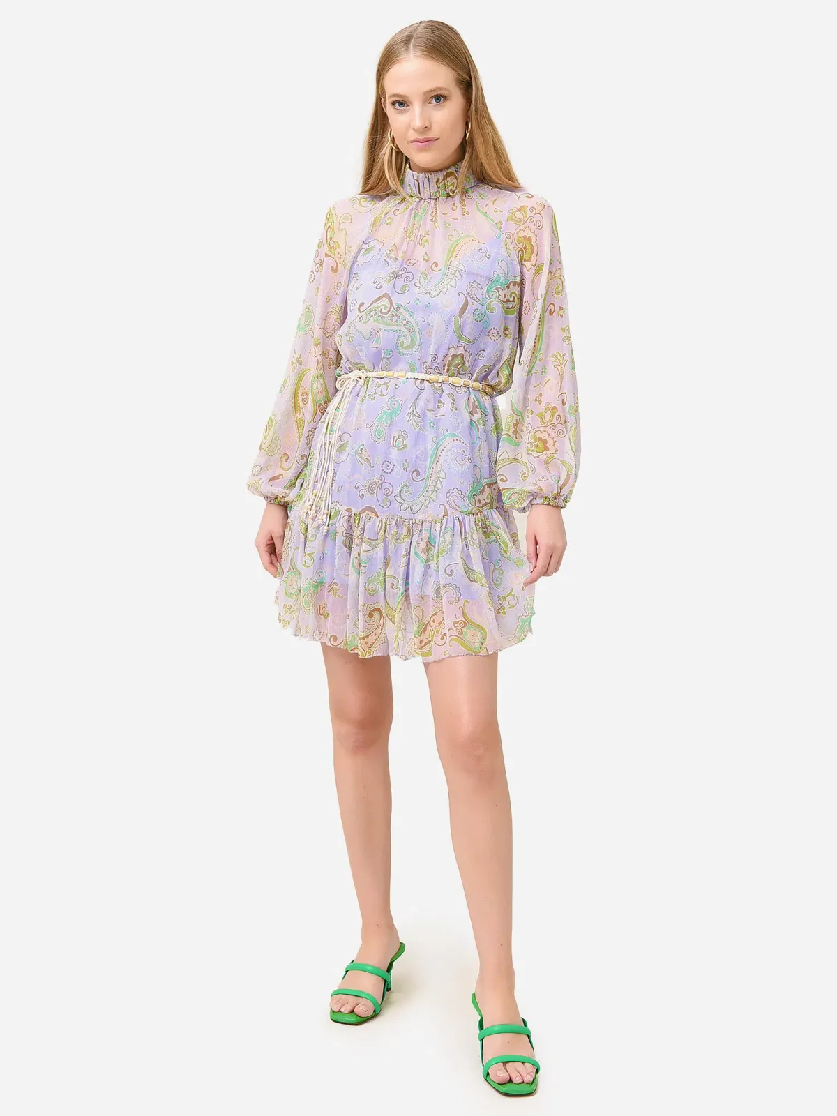 Alemais Marta Lilac Crinkle Silk Dress Print Size 6 for rent on The Volte - main image