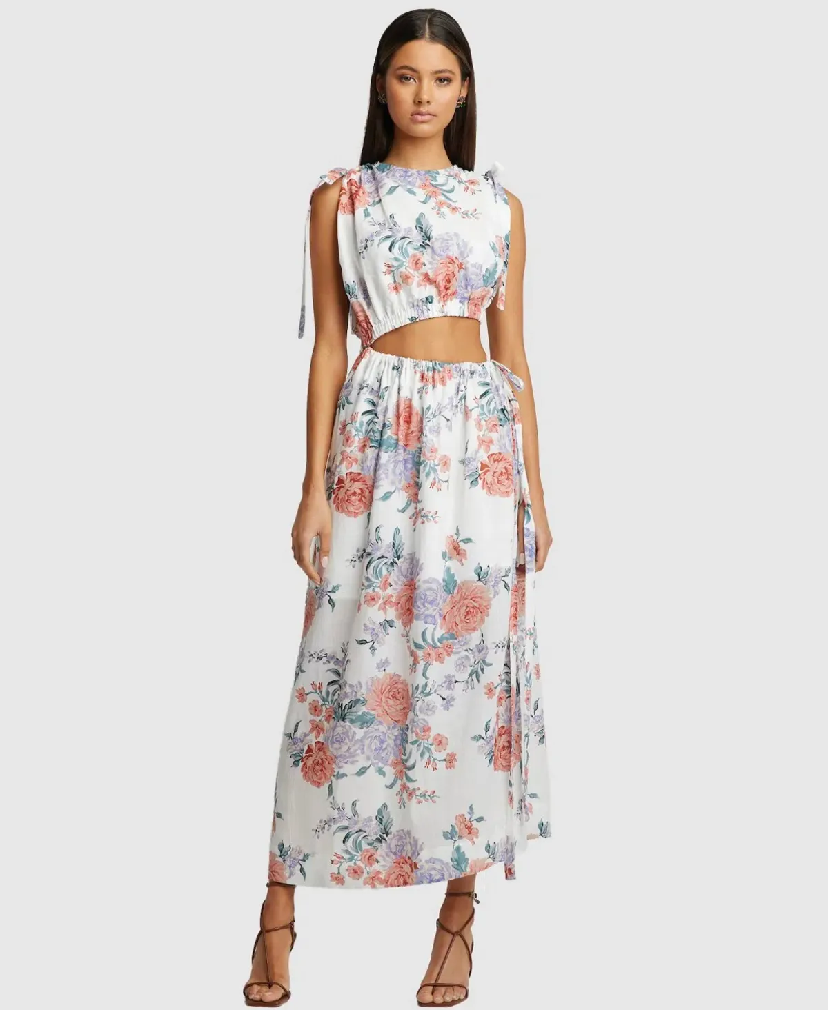 Sofia The Label Moma Gathered Cut Out Maxi Dress Floral Size 12 for rent on The Volte - main image