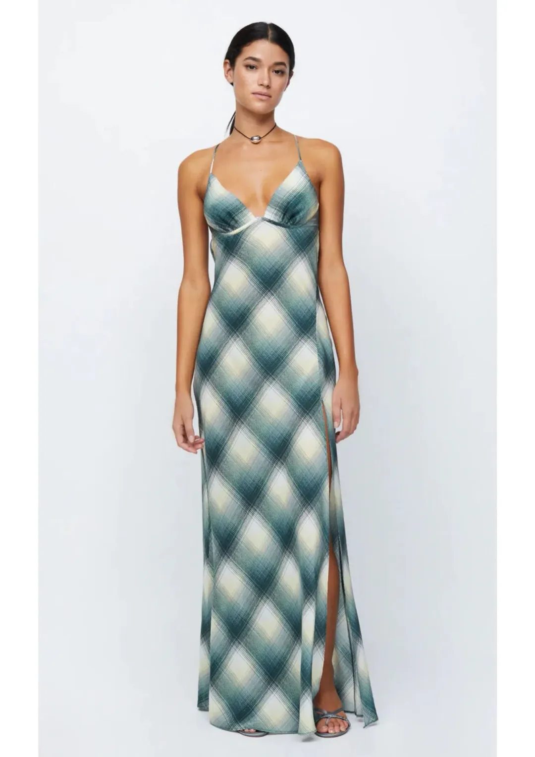 Bec & Bridge Edie Split Maxi Dress Teal Print Size 10 / M for rent on The Volte - main image