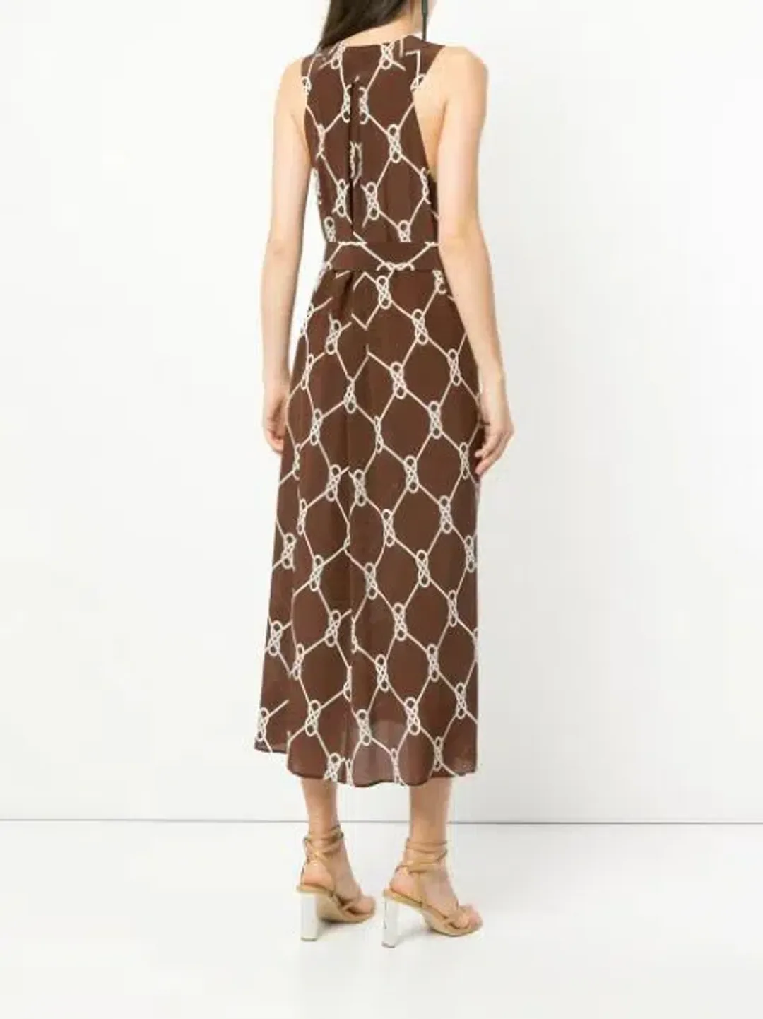 Manning Cartell Sleeveless Midi Dress Walnut/White Print Size 8 for rent on The Volte - main image