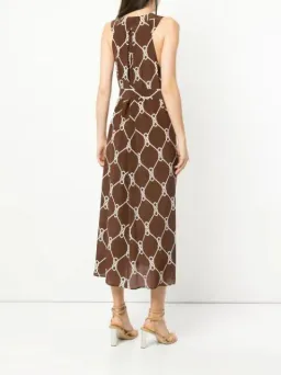 Manning Cartell Sleeveless Midi Dress Walnut/White Print Size 8 for rent on The Volte - image 3