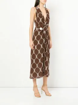 Manning Cartell Sleeveless Midi Dress Walnut/White Print Size 8 for rent on The Volte - image 2